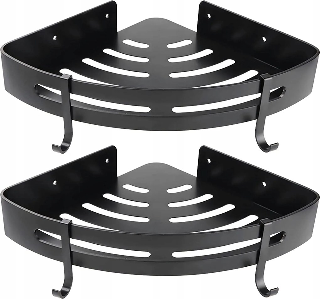 Fürdőszoba polc 2 db-os polc szett fekete sarok konyhai zuhany