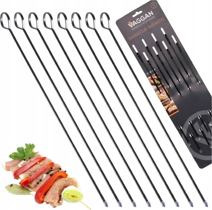 Grill nyárs kiegészítők acél fekete 31,5 cm 8 db
