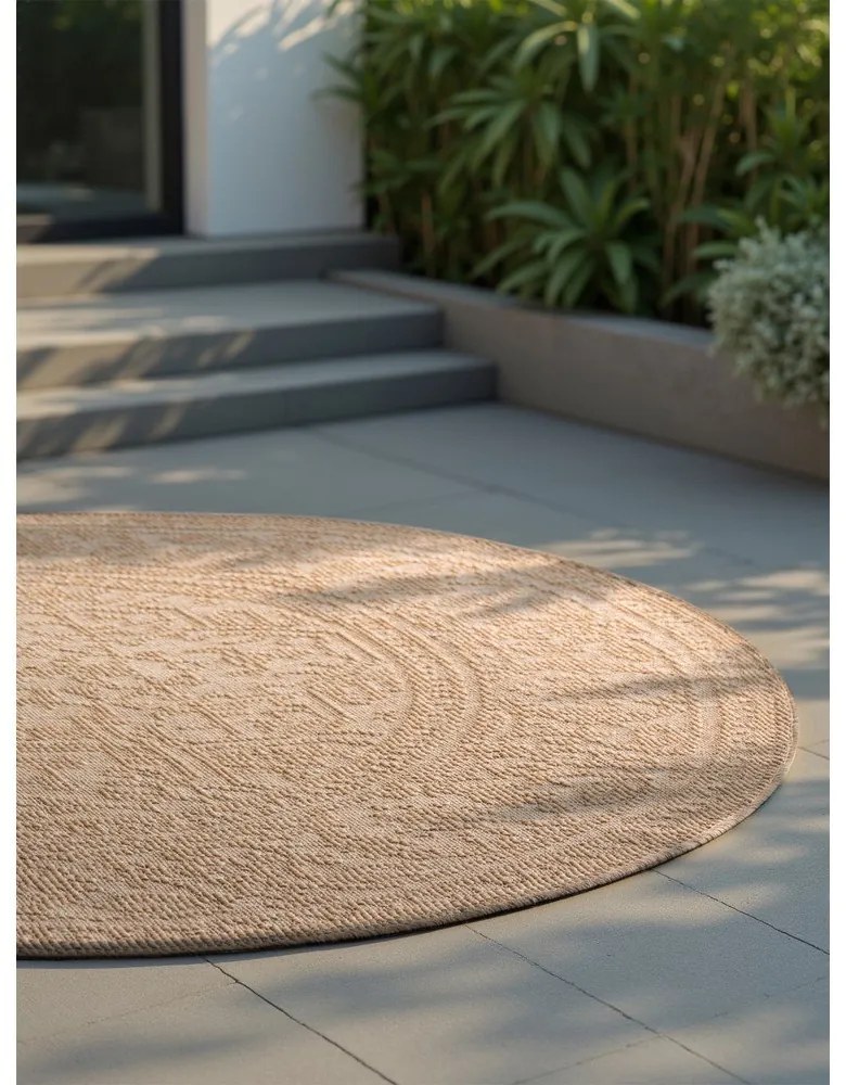Bézs-elefántcsont színű kerek kültéri-beltéri szőnyeg ø 160 cm Duet Kona – NORTHRUGS