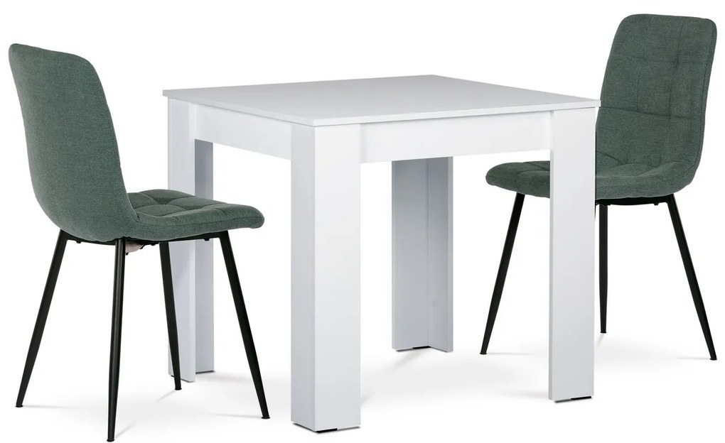 Étkezőgarnitúra MDF, 2 székkel, 80 x 80 x 75 cm, fehér