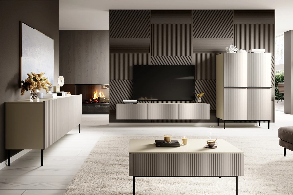 Nicole fali TV szekrény 200 cm fiókkal - matt kasmír