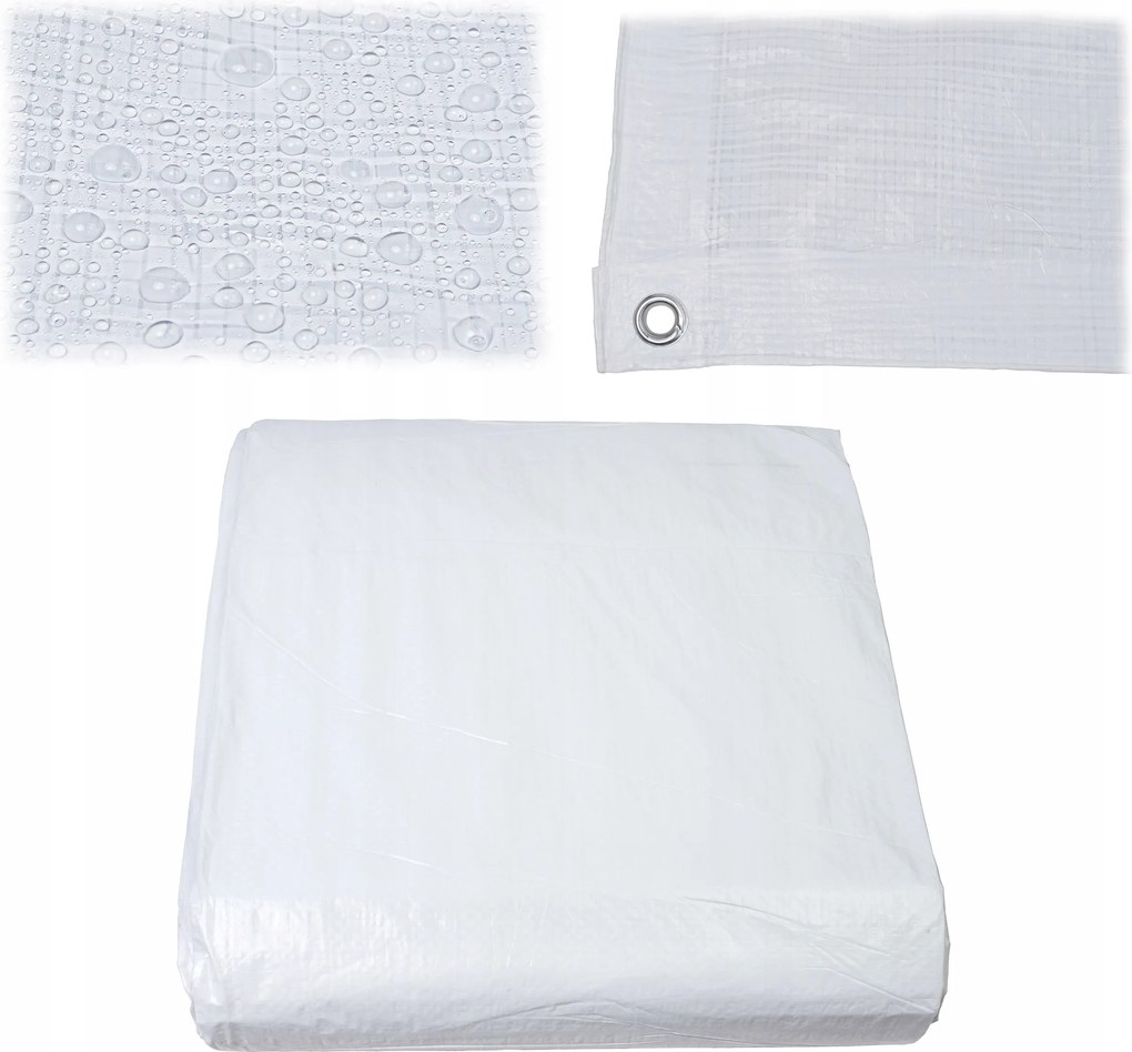 Ponyva 3x4 m Nagy Erősített Fehér Lepedő Vízálló Takaró Erős