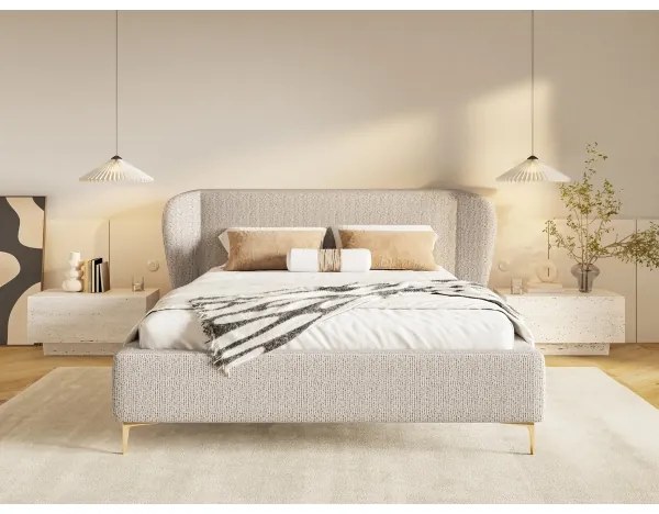 DALIA bézs színű kárpitozott ágy 160x200 cm, matrac nélkül