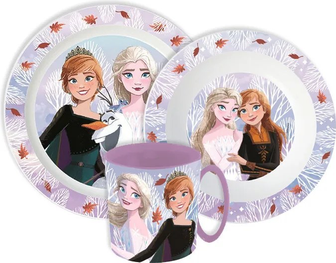 Disney Jégvarázs Autumn Leaves étkészlet, micro műanyag szett bögrével 390 ml