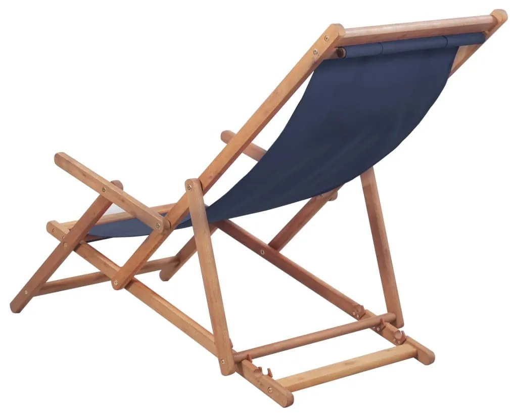 Kék összecsukható szövetkárpitos, favázas strandszék