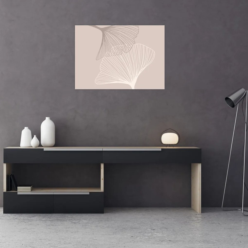 Üveg kép - Bézs színű levelek N⁰2 (70x50 cm)