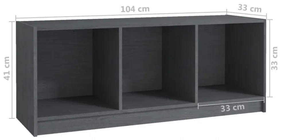 szürke tömör fenyőfa TV-szekrény 104 x 33 x 41 cm