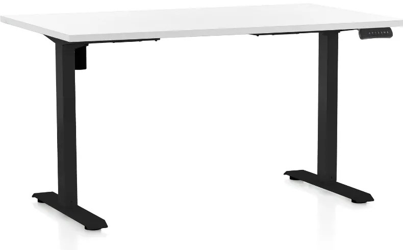 Állítható magasságú asztal OfficeTech B, 140 x 80 cm, fekete alap, fehér