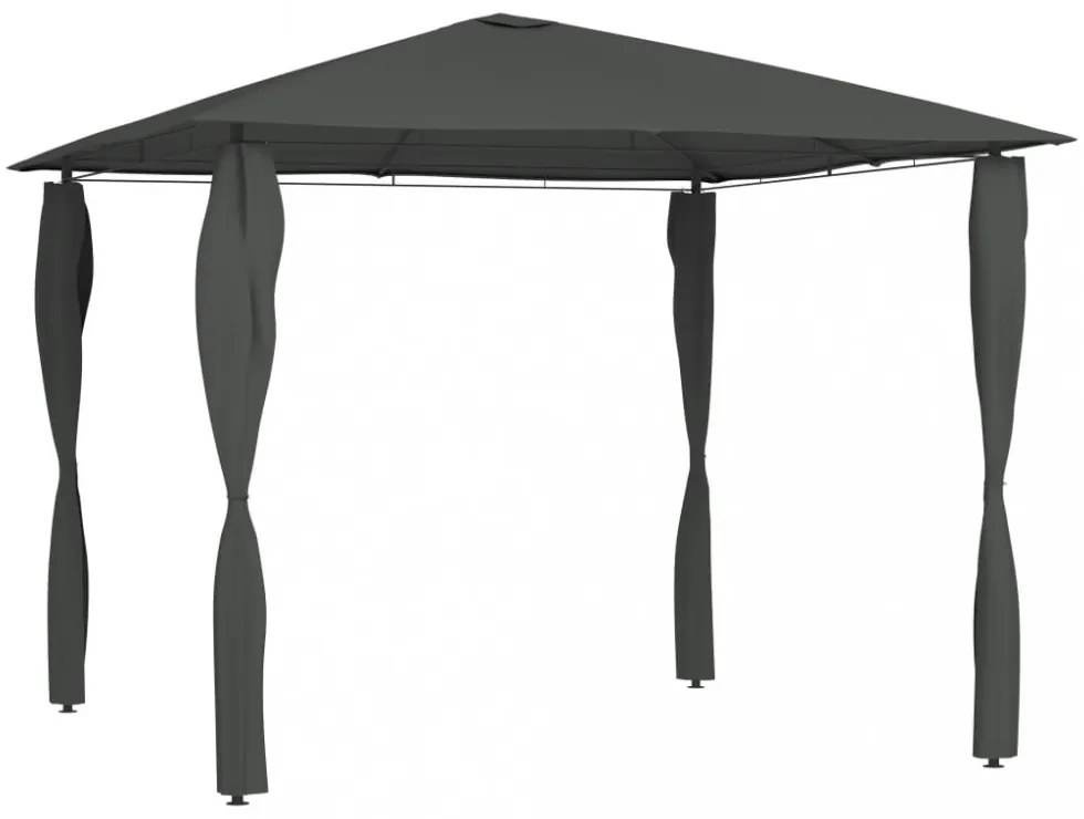 antracitszürke pavilon oszlop takarókkal 3 x 3 x 2,6 m 160 g/m²