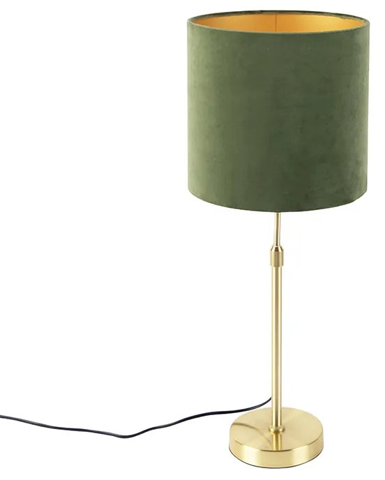 Asztali lámpa arany/bronz színű, zöld bársony árnyékolóval 25 cm - Parte