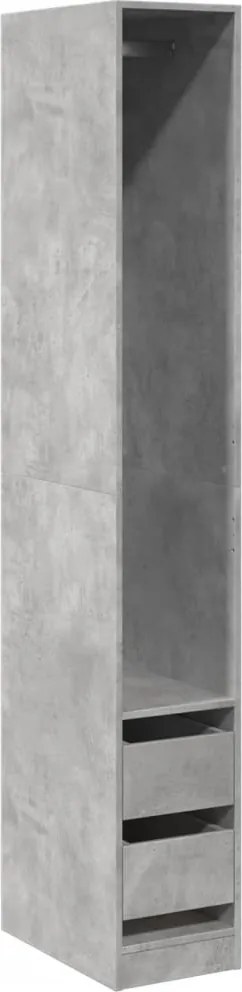 vidaXL betonszürke szerelt fa ruhásszekrény 30 x 50 x 200 cm