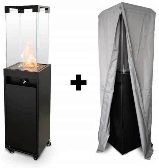 Planika Faro GAS - Kültéri gáz kandalló 142x36 cm 8kW fekete + védőborítás