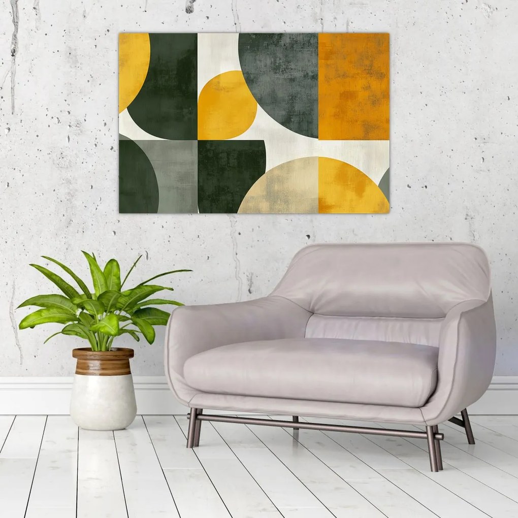 Kép - Olívazöld absztrakció (90x60 cm)