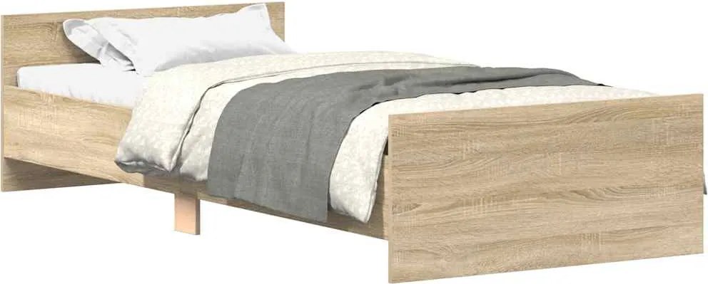 vidaXL sonoma tölgy színű szerelt fa ágykeret matrac nélkül 100x200 cm
