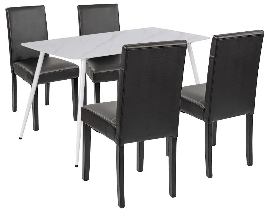 Megan 4+1 étkező garnitúra fehér-fekete