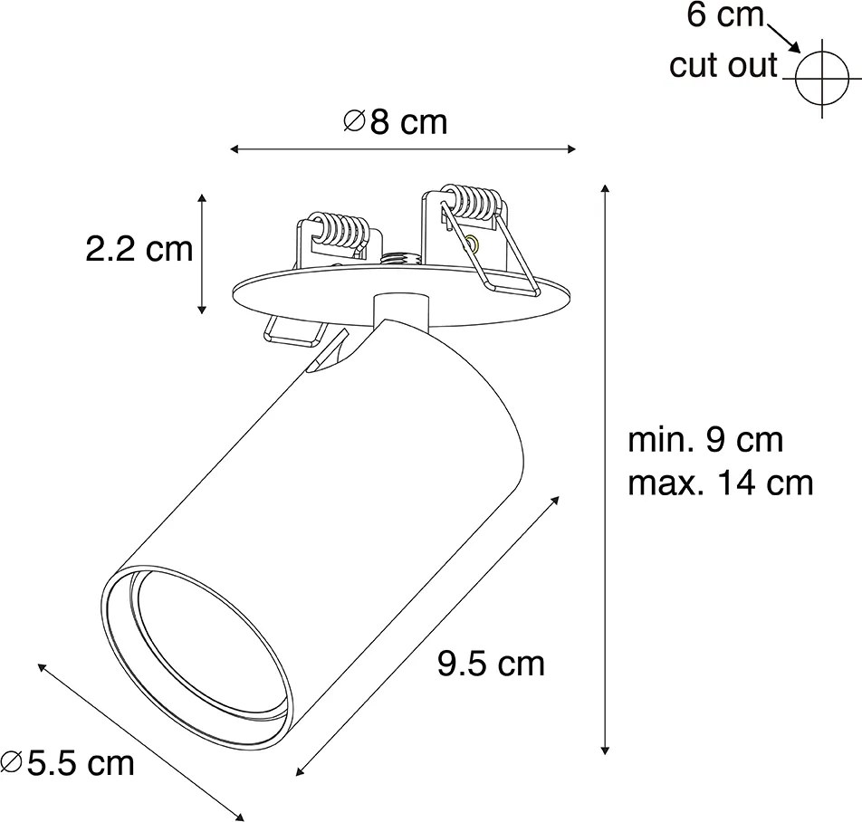 Modern beépíthető spotlámpa fehér GU10 50 mm - Chels