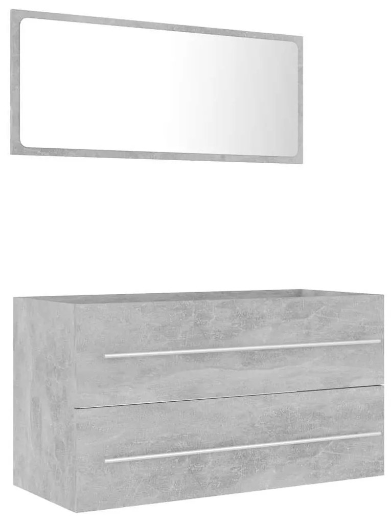 2 részes betonszürke forgácslap fürdőszobai bútorszett
