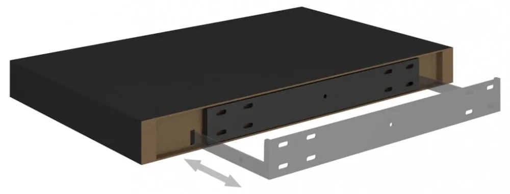 2 db fekete MDF lebegő fali polc 40 x 23 x 3,8 cm