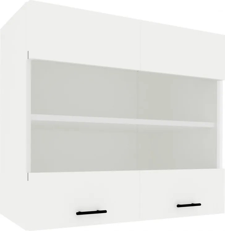 Benita 2 ajtós Üveges Felső konyhaszekrény Fehér 80x30x60 cm