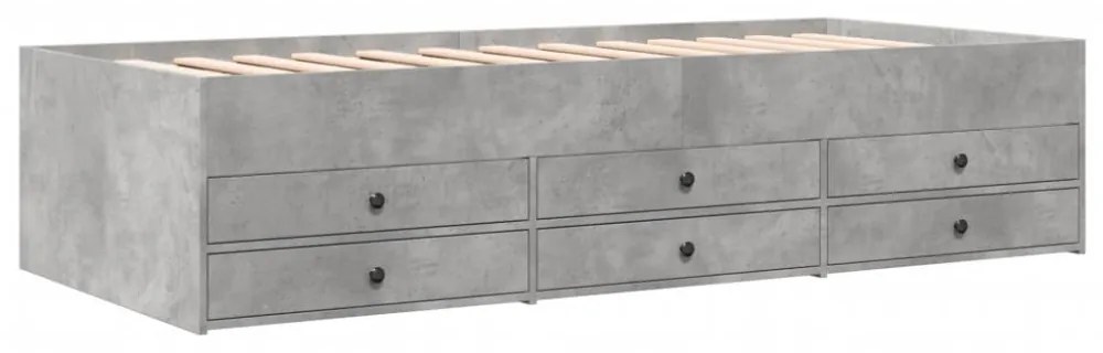 betonszürke kanapéágy fiókkal matrac nélkül 100x200 cm