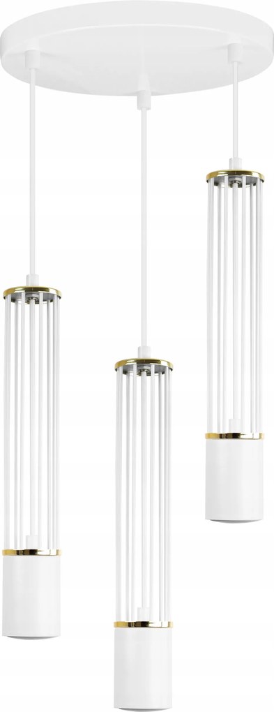 Led Mennyezeti Lámpa Lógó Cső Hármas Csillár Fehér Arany Csillogás