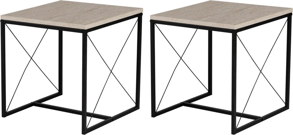 Defne dohányzóasztal, fekete-travertin, 100 cm