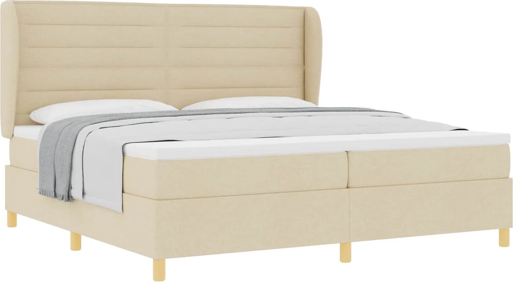 vidaXL Boxspring ágy matraccal Sötétszürke 90x190 cm Szövet Krém