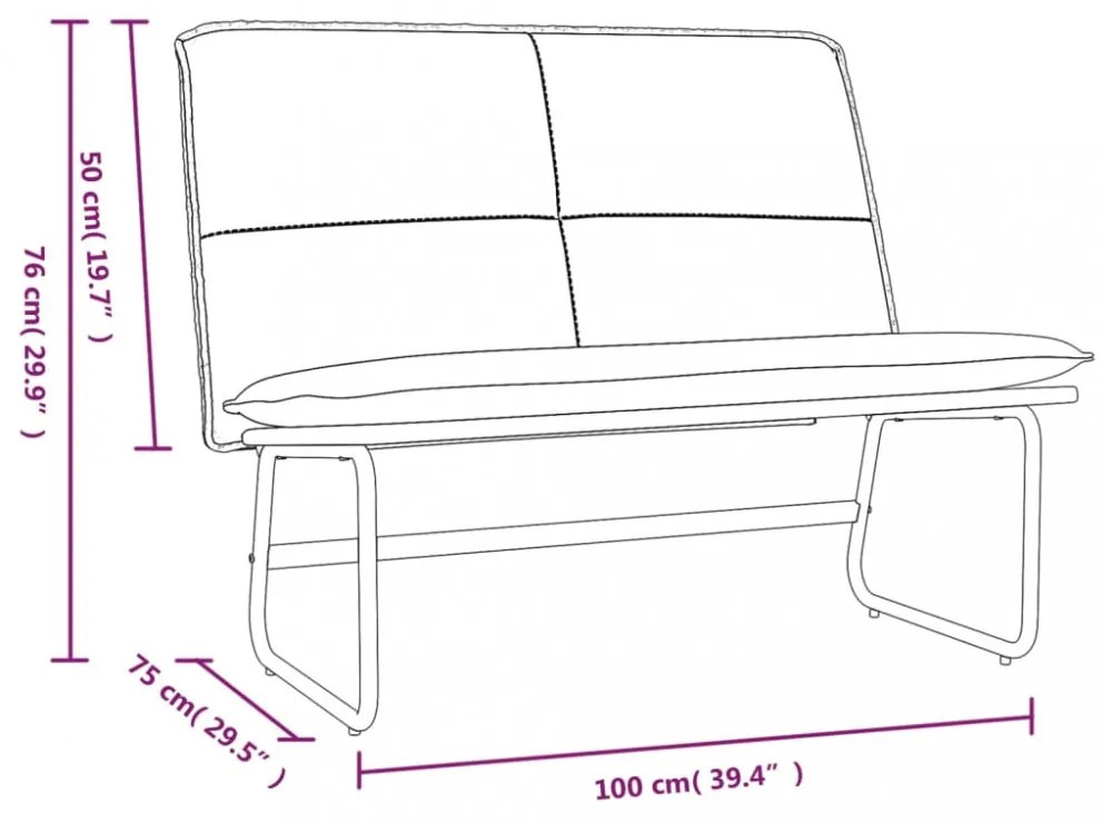 kávészínű műbőr pad 100 x 75 x 76 cm