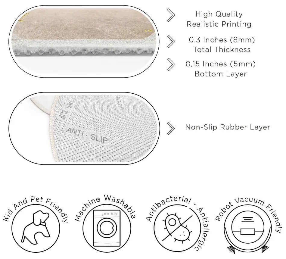 Kék-bézs mosható kerek szőnyeg ø 150 cm Puddle – Mila Home