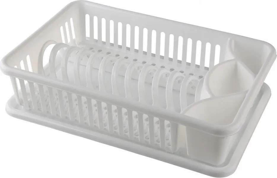 Lux Edényszárító evőeszköztartó tányér álló Fehér 42x26 cm