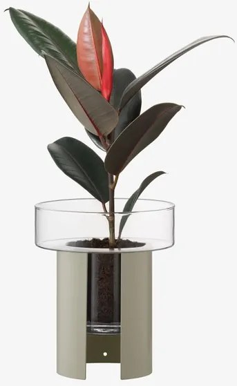LSA International Terrazza virágcserép, h 22 cm, Ø19 cm, átlátszó/betonszürke - LSA nemzetközi