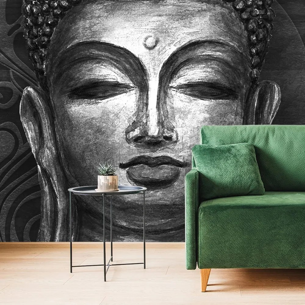 Öntapadó tapéta Buddha arca fekete fehérben