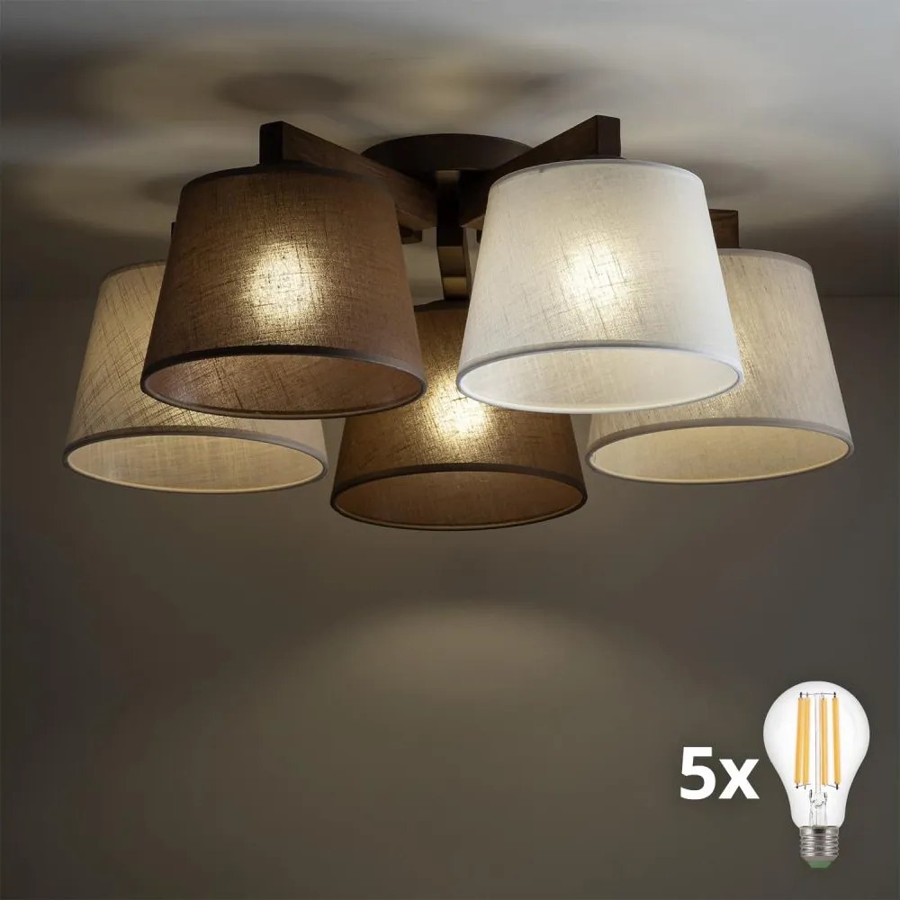 BRILAGI - LED felületre szerelt csillár LATTE 5xE27/15W/230V fenyő/mix