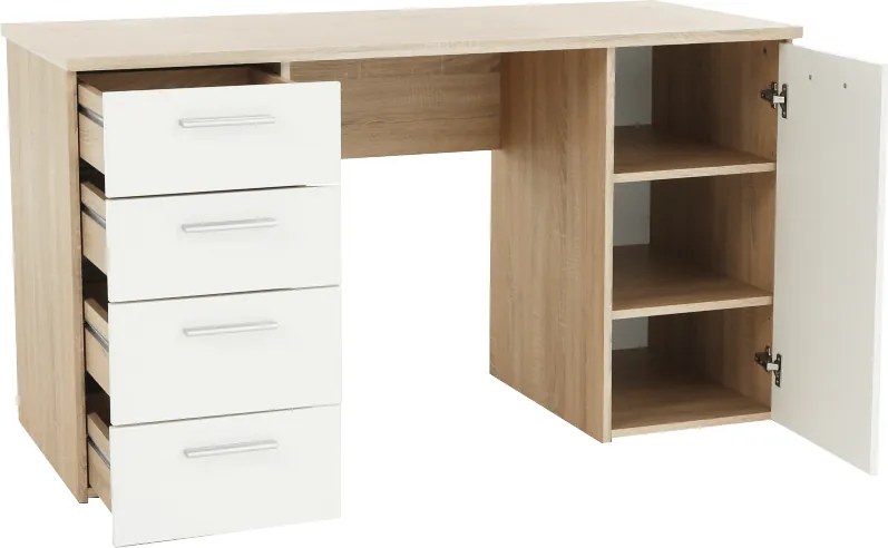 íróasztal, tölgy sonoma/fehér, EUSTACH