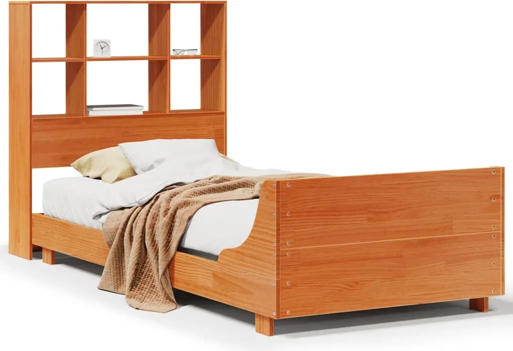 vidaXL viaszbarna tömör fenyőfa ágy matrac nélkül 100 x 200 cm