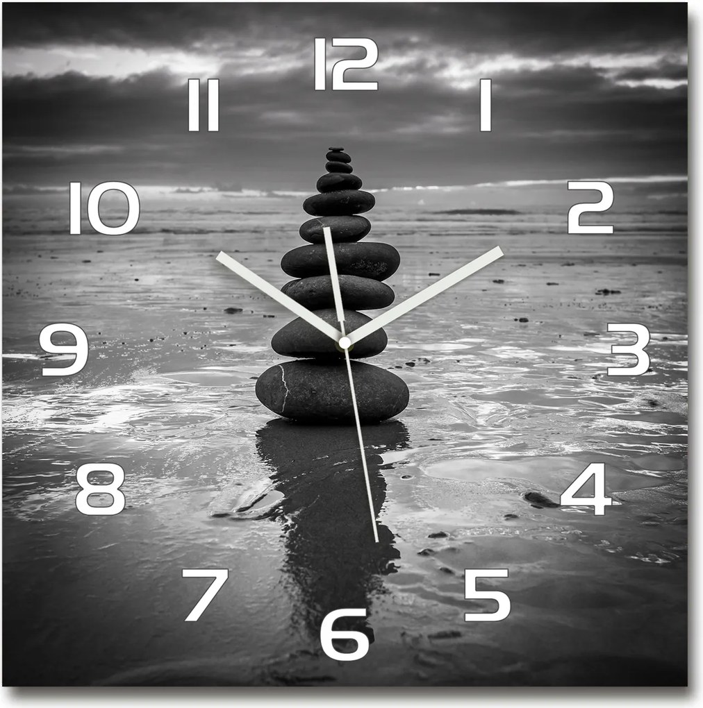 Üveg nagy lógó óra Egyensúly kövek 60x60cm
