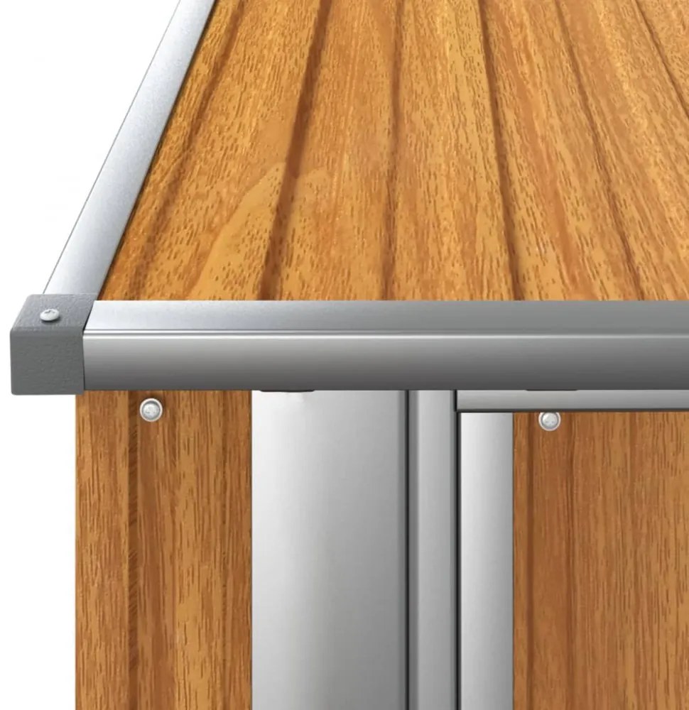 horganyzott acél, fahatású kerti fészer 180,5 x 97 x 209,5 cm