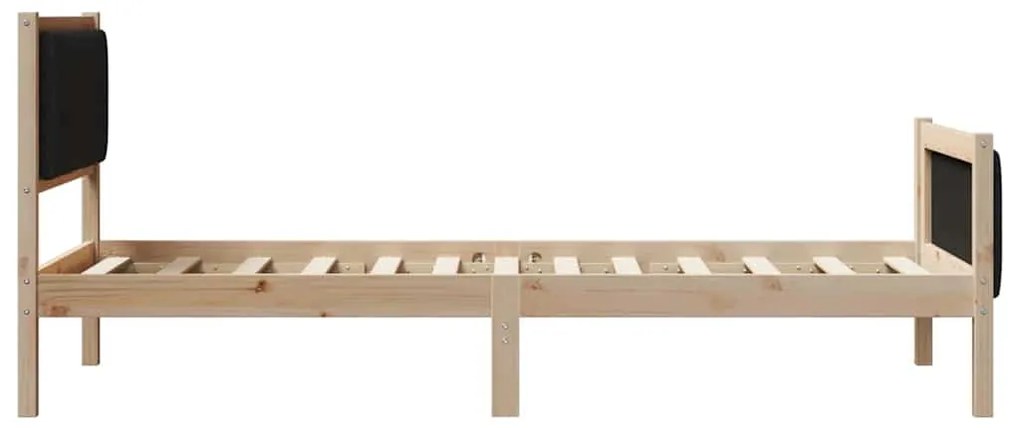 Ágykeret fejtámlával Barna és fekete 90 x 200 cm Tömör fenyőfa