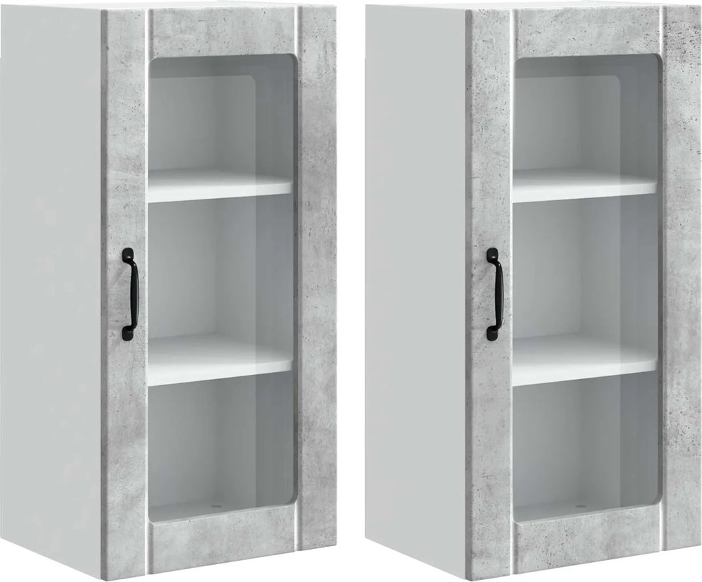 vidaXL Konyhaszekrény 2 pcs Beton Szürke 40 x 31 x 80 cm Faanyag