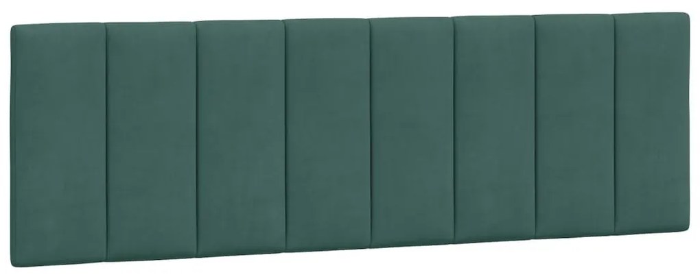 sötétzöld bársony ágykeret LED-es világítással 160 x 200 cm
