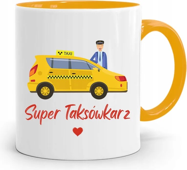 Sárga Bögre Taxisofőrnek Szuper Taxisofőr fényképes nyomattal