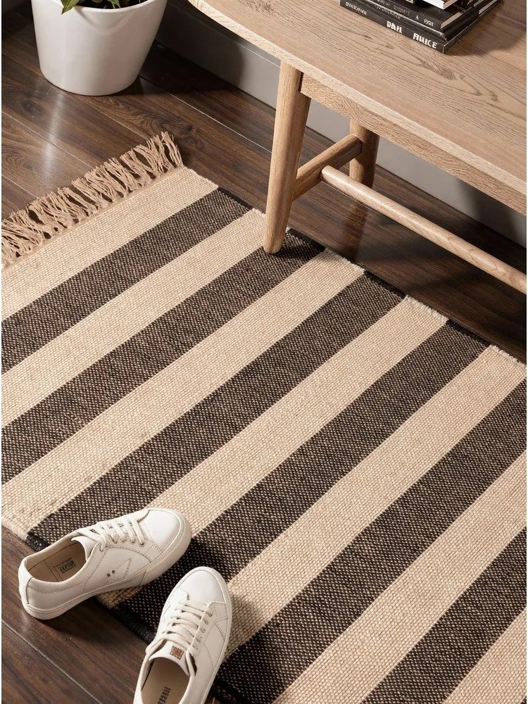 Fekete-krémszínű kétoldalas-kézi szövésű juta futószőnyeg 80x200 cm Playa – Hanse Home