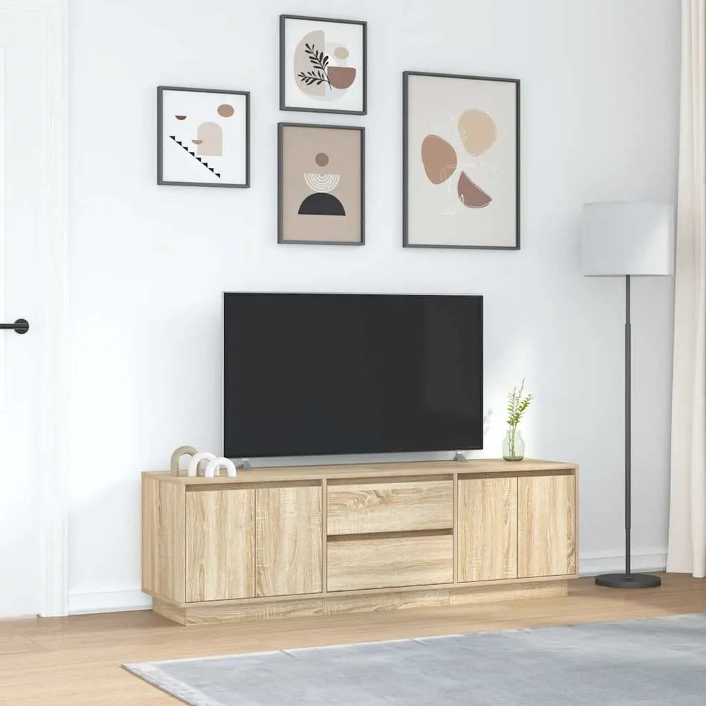 sonoma-tölgy színű TV-szekrény LED-lámpákkal 160,5x41x50 cm