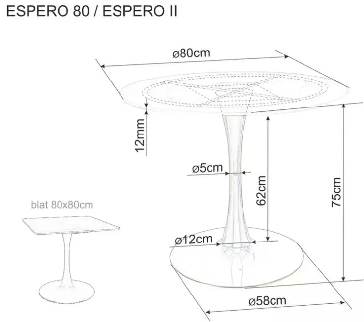 Espero asztal kerek 80cm fekete