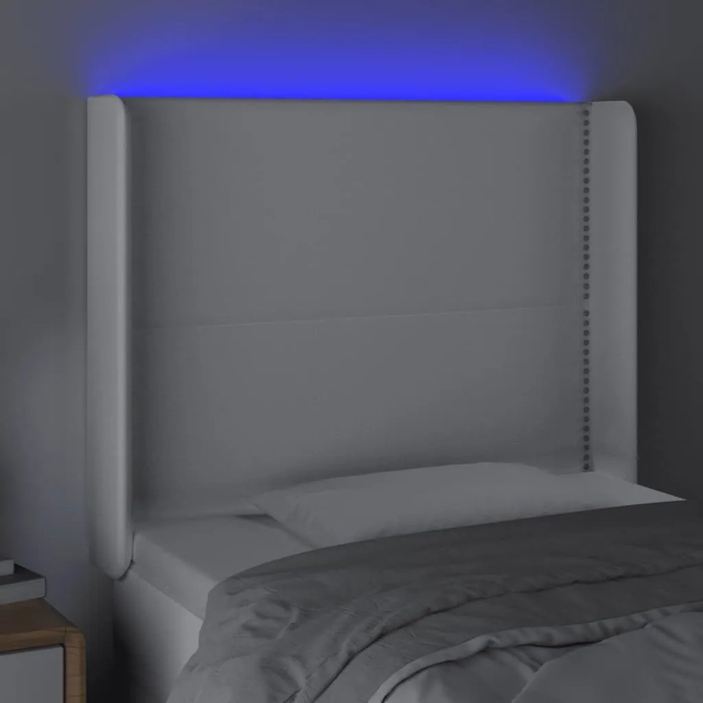 fehér műbőr LED-es fejtámla 103x16x118/128 cm