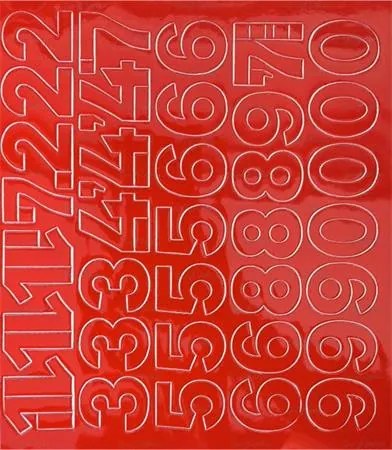 Öntapadós matrica, 3 cm-es, számlap, piros (LUIN133)