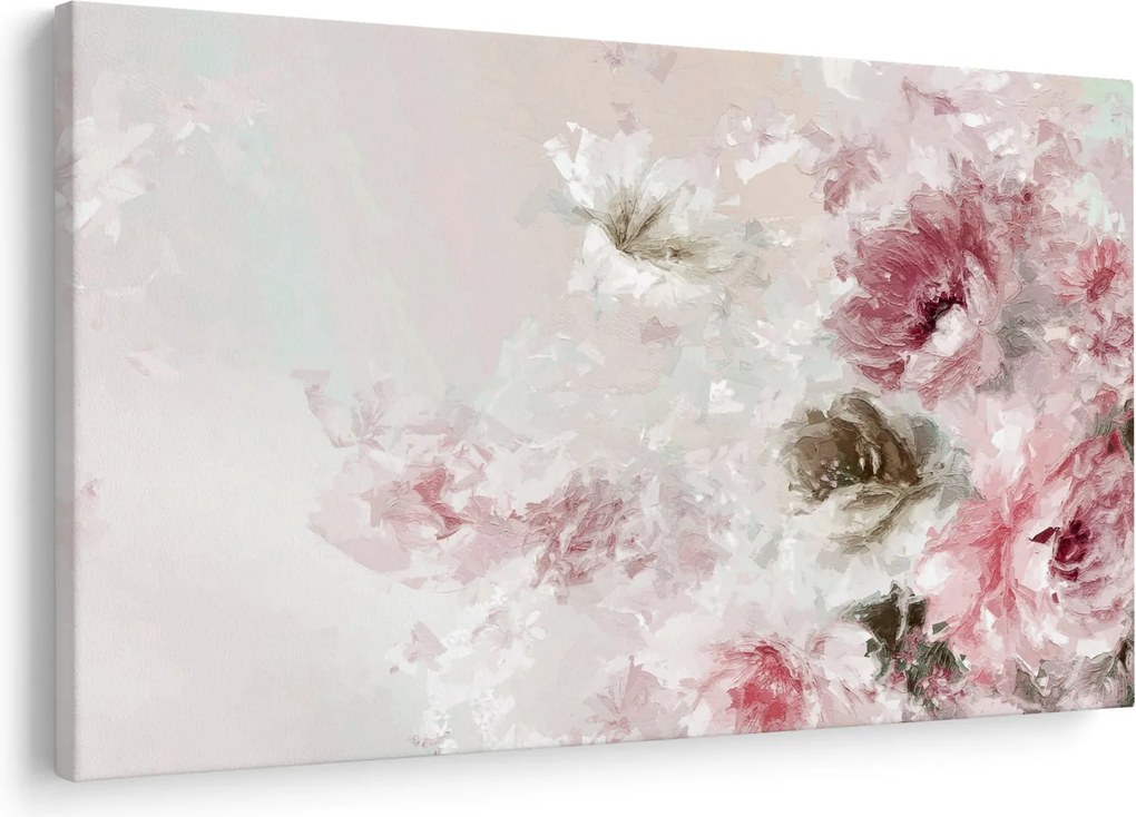 Kép - Festés rózsaszín virágok (90x60 cm)