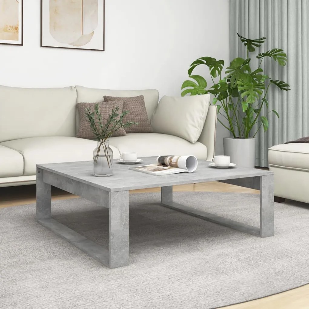 Betonszürke szerelt fa dohányzóasztal 100 x 100 x 35 cm