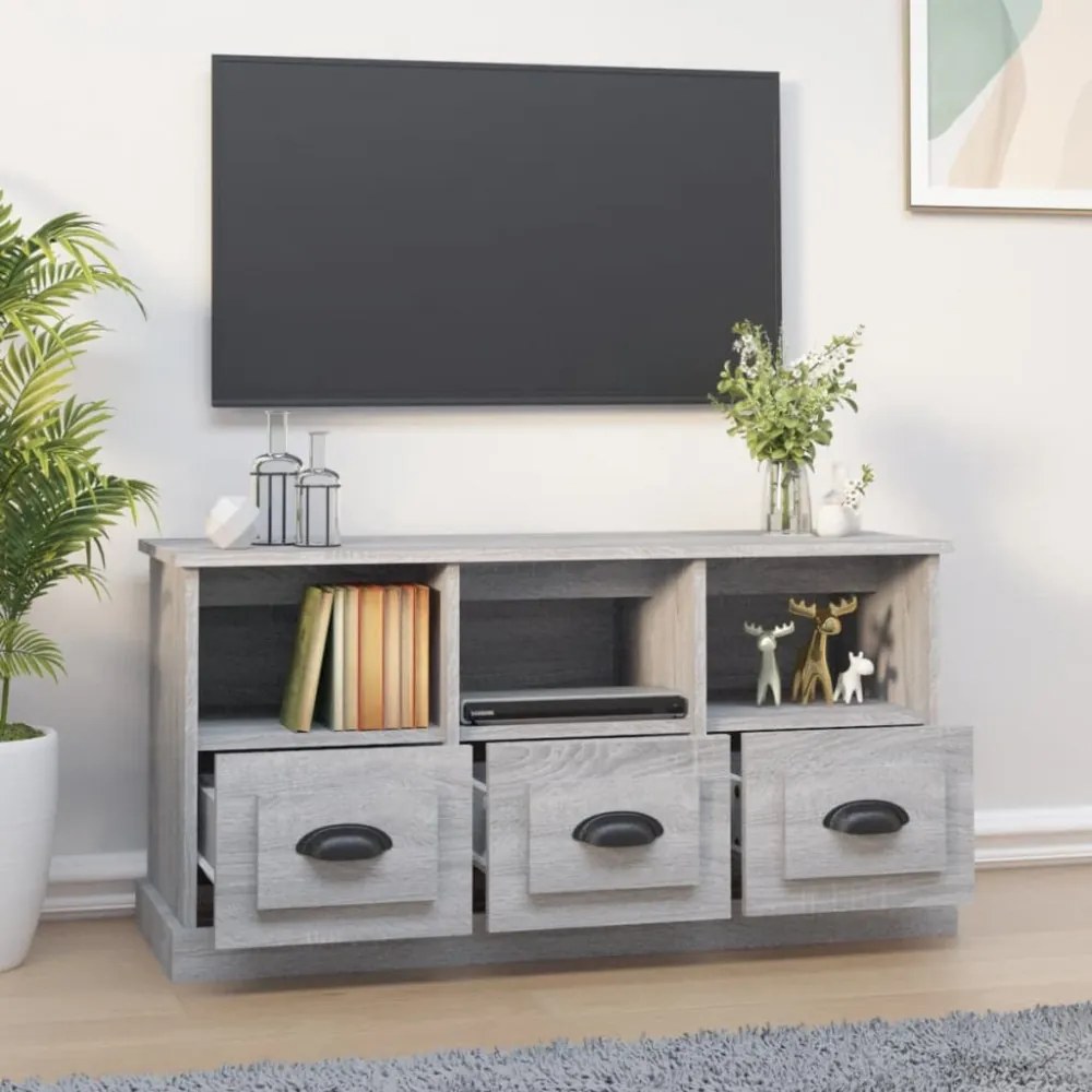szürke sonoma színű szerelt fa TV-szekrény 100x35x50 cm