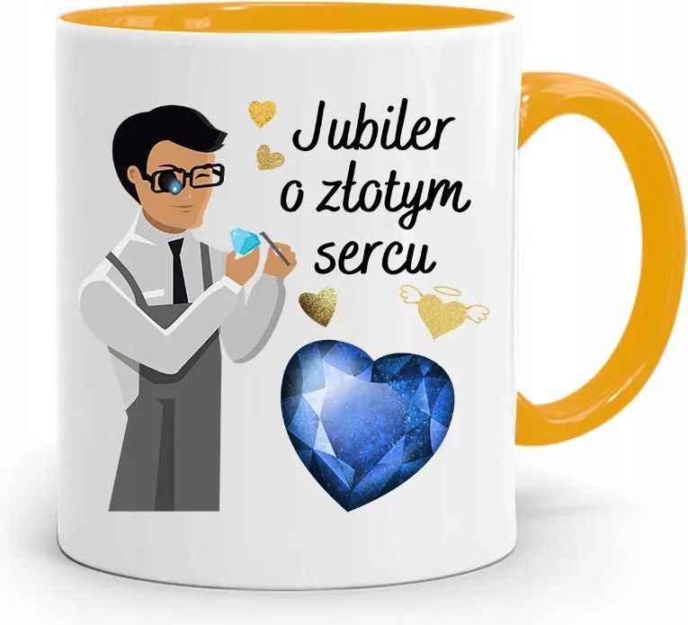 Ékszerésznek Sárga Arany Szívű Ékszer Bögre fényképes nyomtatással